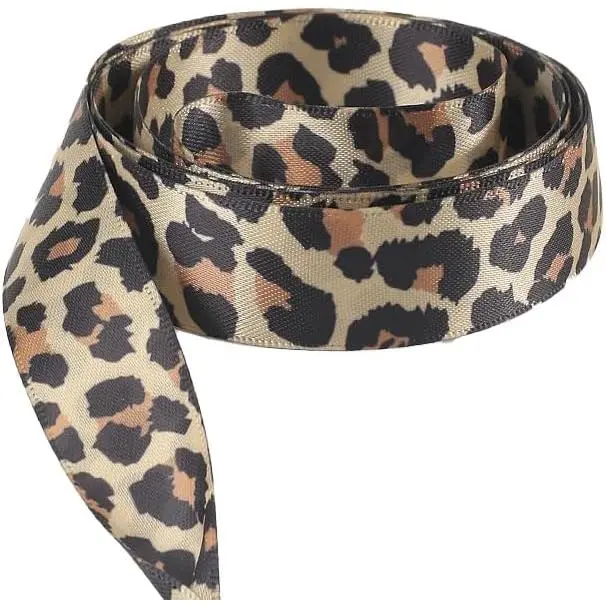 Fashion Leopard Shoe Laces, Soft Satin Ribbon Shoelaces for Casual Shoes Shoestring for Women Girls 2CM Wide 1 Pair