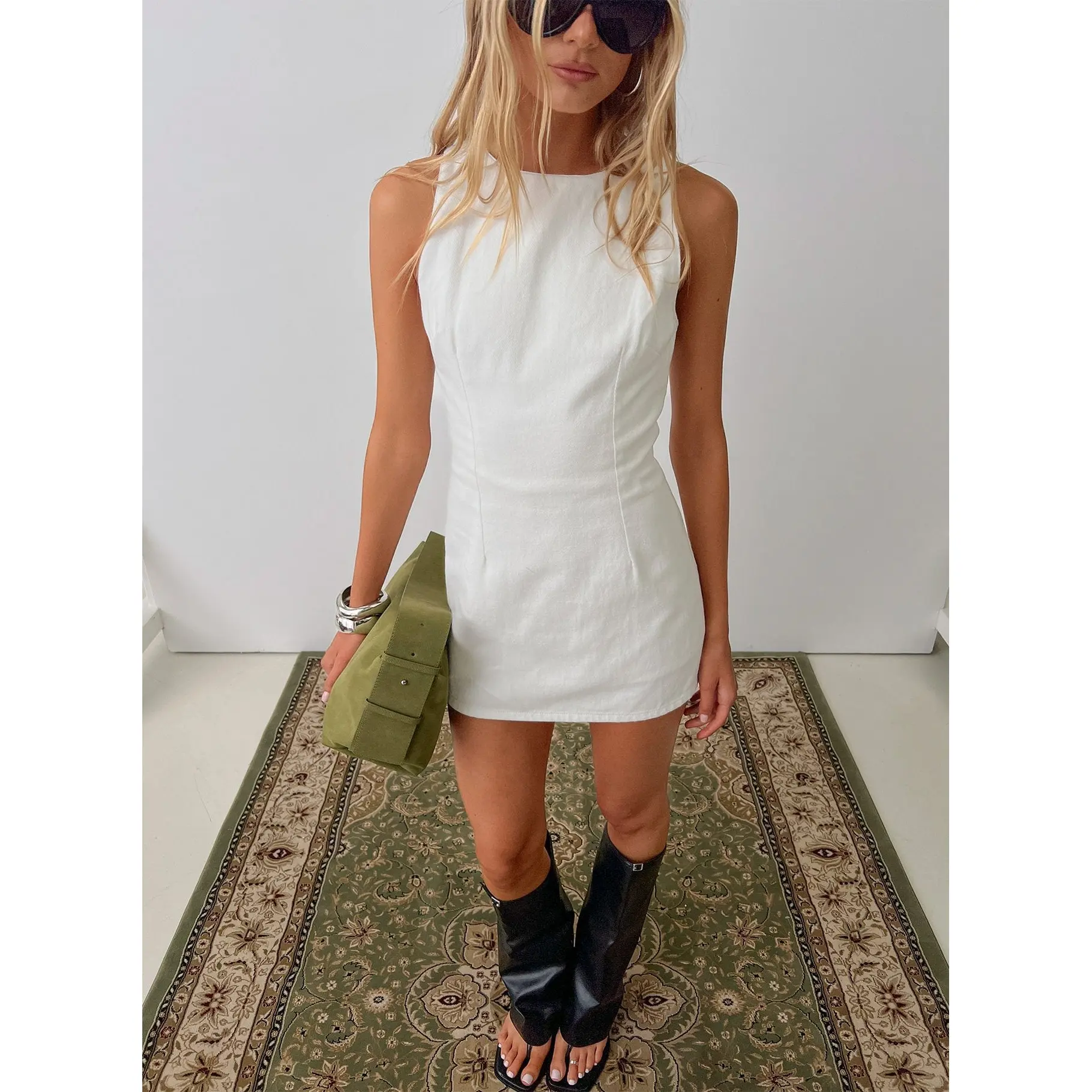 Ainsleigh Shift Denim Playsuit White