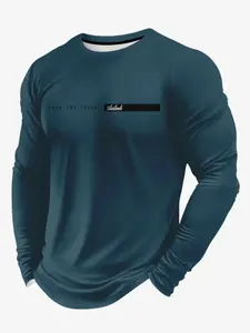 Men's Plus Size Casual Sports Long Sleeve T-Shirt, 3D Fashion Print, Comfortable Breathable, Loose-Fitting, All Seasons, Street Style, Athletic Sports Clothing