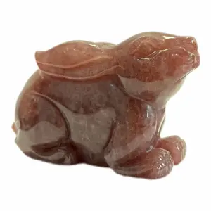 1 count Natural Strawberry Quartz Crystal Bunny carving crystal healing stone/for Home Decoration