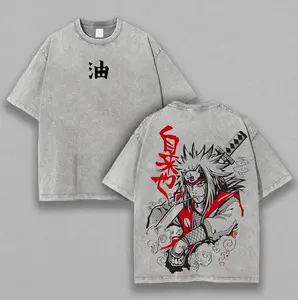 Sannin Jiraiya - Naruto Anime Double Printed Vintage Washed Tee Unisex Oversize Anime Manga Washed Heavyweight Cotton T-shirt, Gift For Anime Fan, Anime Lover