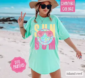 Sun Bum Beach Shirt Comfort Colors, Cute Summer Oversized Tee, Swimsuit Cover Up, Vacation Outfit
