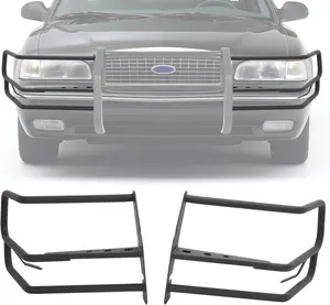 Front Brush Guard Compatible with 2003-2011 Ford Crown Victoria Bumper Grille Grill Guard Bull Bar Steel Powder Coated Black LH+RH (Just The Sides, No Center)