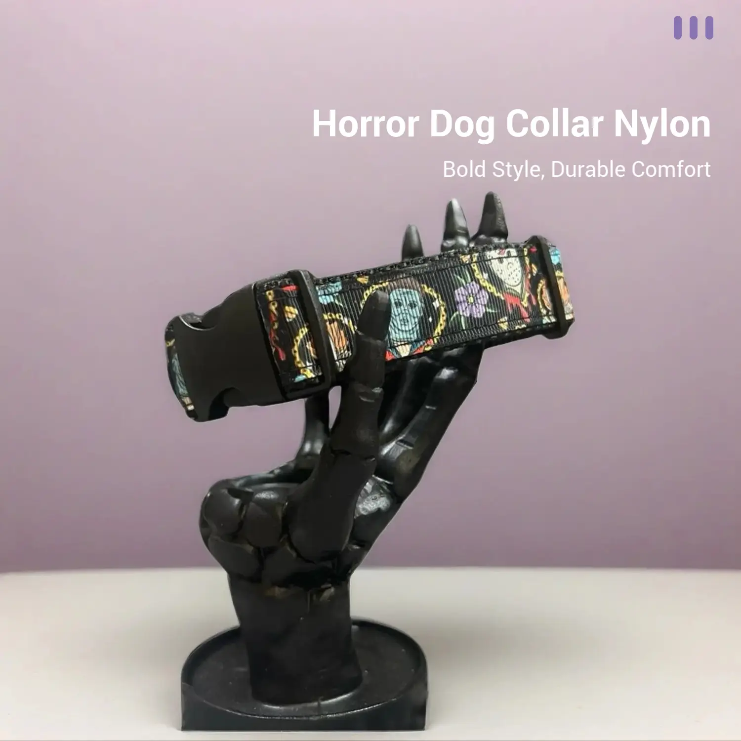 Horror Movie Character Dog Collar Thick 1 Inch Ribbon Durable Nylon Webbing Handmade Various Sizes Michael Myers Pennywise Jason Design