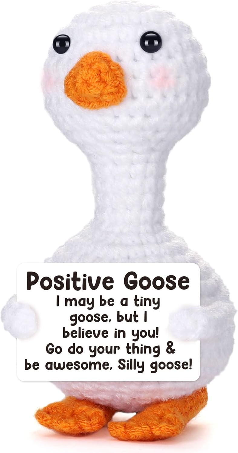 Mini Goose Easter Basket Stuffers for Teens Girls Women Crochet Positive Goose Emotional Cheer Support Easter Gifts for Kids Birthday Graduation Gift for Her College Nurse Friend Bestie Coworker