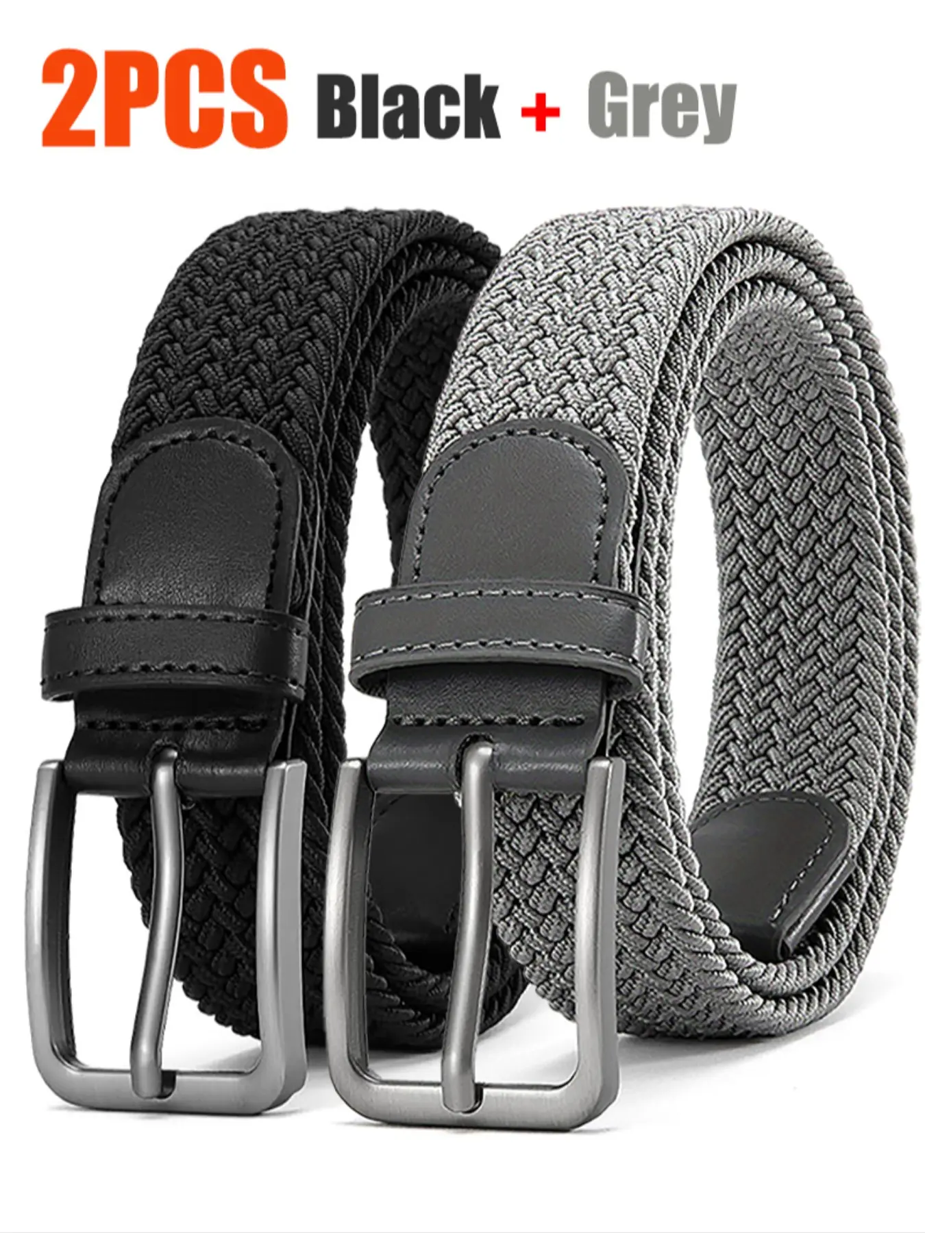 2pcs, Men's knitted stretch golf sports belt, baseball belt, Elastic belts, elastic fabric, 1.34 inches wide, multiple colors, suitable for casual jeans, versatile and comfortable, breathable and non-constricting, essential for sports and leisure