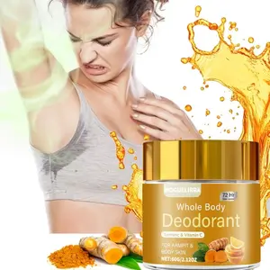 Turmeric and Vitamin C Deodorant Cream, Long-Lasting Odor Control, Hypoallergenic, Gentle, Suitable for Sensitive and All Skin Types, Portable and Easy to Use