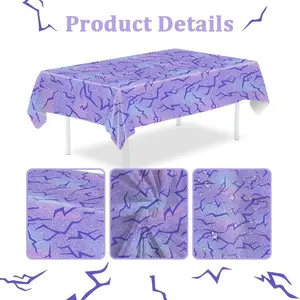Anime Theme Lightning Print Plastic Tablecloth, 107.87x53.94 Inches Disposable Shiny Table Cover for Birthday Wedding Baby Shower Anniversary Party Decor