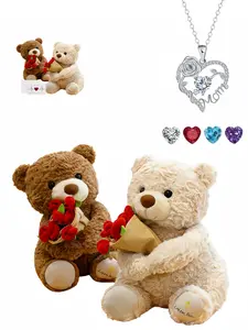 "Sparkling Rose · A Mother's Heart" heart-shaped "Mom" rose gem necklace with a creative magic bear gift box. A perfect mysterious gift for festivals, dates, wives and Valentine's Day.