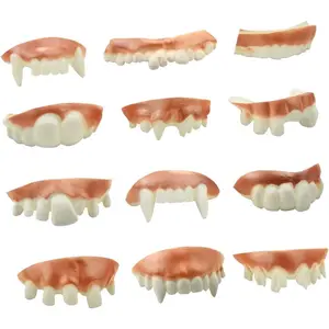 12 Pieces Gnarly Teeth Gag Teeth Ugly Fake Teeth Vampire Denture Teeth for Halloween Costume Party Favors Photos Props (12 Styles)