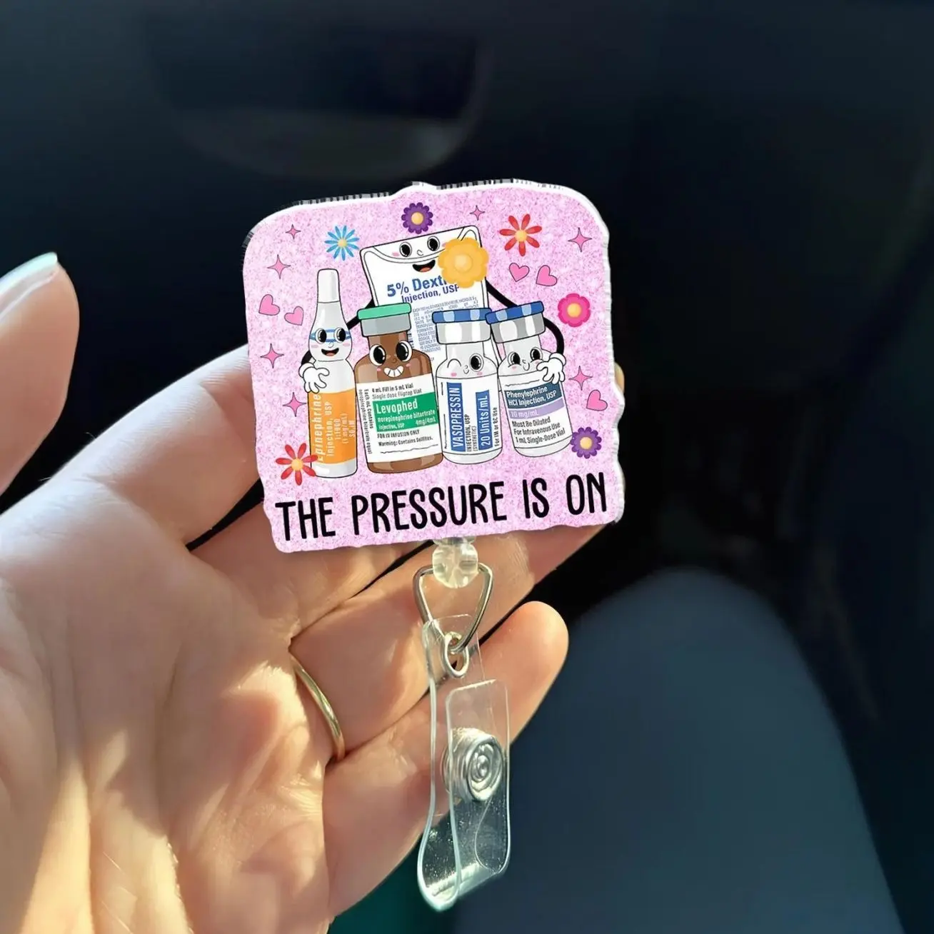 ICU Badge Reel, Vasopressor Badge Holder, The Pressure Is On, Funny ICU Nurse Badge, Critical Care Pharmacy Gift - ICU Nurse Badge Reel