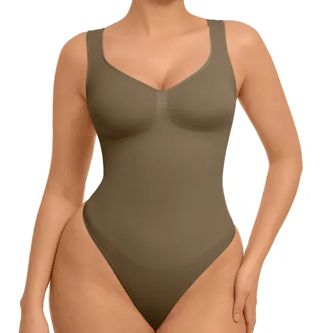 FeelinGirl #live Women's Seamless Sleeveless Thong Bodysuit for Comfortable for  Lady  Soft  Womenswear Basic