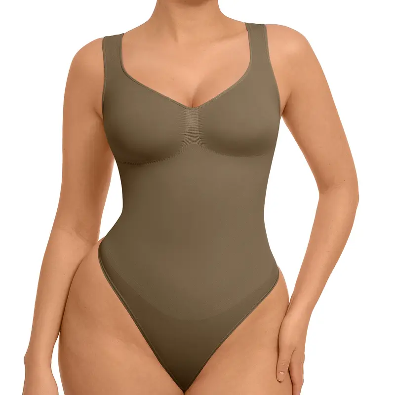 FeelinGirl #live Women's Seamless Sleeveless Thong Bodysuit for Comfortable for Lady Soft Womenswear Basic