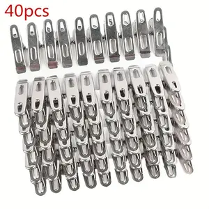 40 Stainless Steel Clothes Pins, Non-Slip Rust-Resistant, Indoor Outdoor Drying, Durable Metal Clips, Laundry Accessories