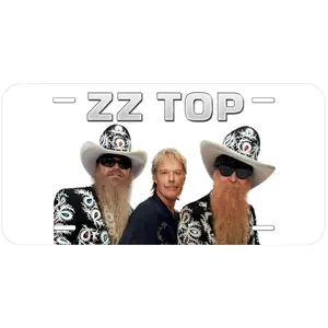 ZZ Top Novelty Aluminum License Plate | Classic Rock & Texas Blues Band Aesthetic Front Vanity Tag
