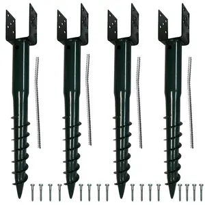 Ashman Ground Screw 30" Inch Metal No-Dig, U-Model Mailbox Post Kit, Green (4-Pack)