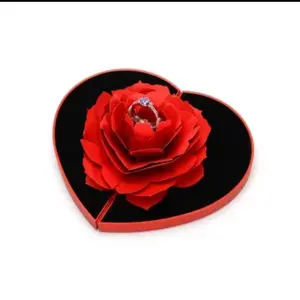 3D Love Box Heart-shaped Rose Flower Rotating Ring Box Valentines Day Gift Children Children Children Birthday Wedding Wedding Children Children Children