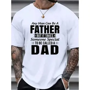 Men's Classic Oversized Relaxed Fit Breathable Short-Sleeve Round Neck Slogan Print Casual T-Shirt for Summer