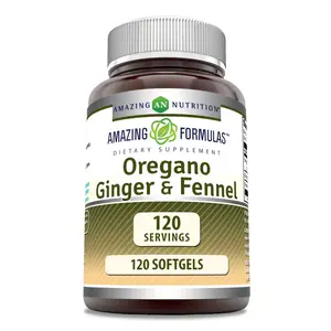 Amazing Formulas Oregano Ginger & Fennel Supplement | 120 Softgels | Non-GMO | Gluten-Free | Made in USA