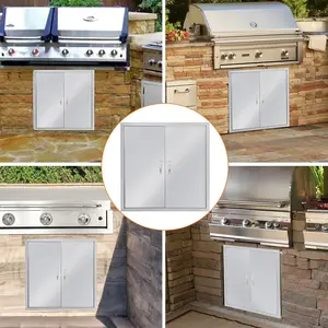 31 Inches Width 24 Inches Height Stainless Steel Outdoor Kitchen Door Flush Mount BBQ Access Door Waterproof and Corrosion Resistant for BBQ Island Fireplace Sink Cabinet