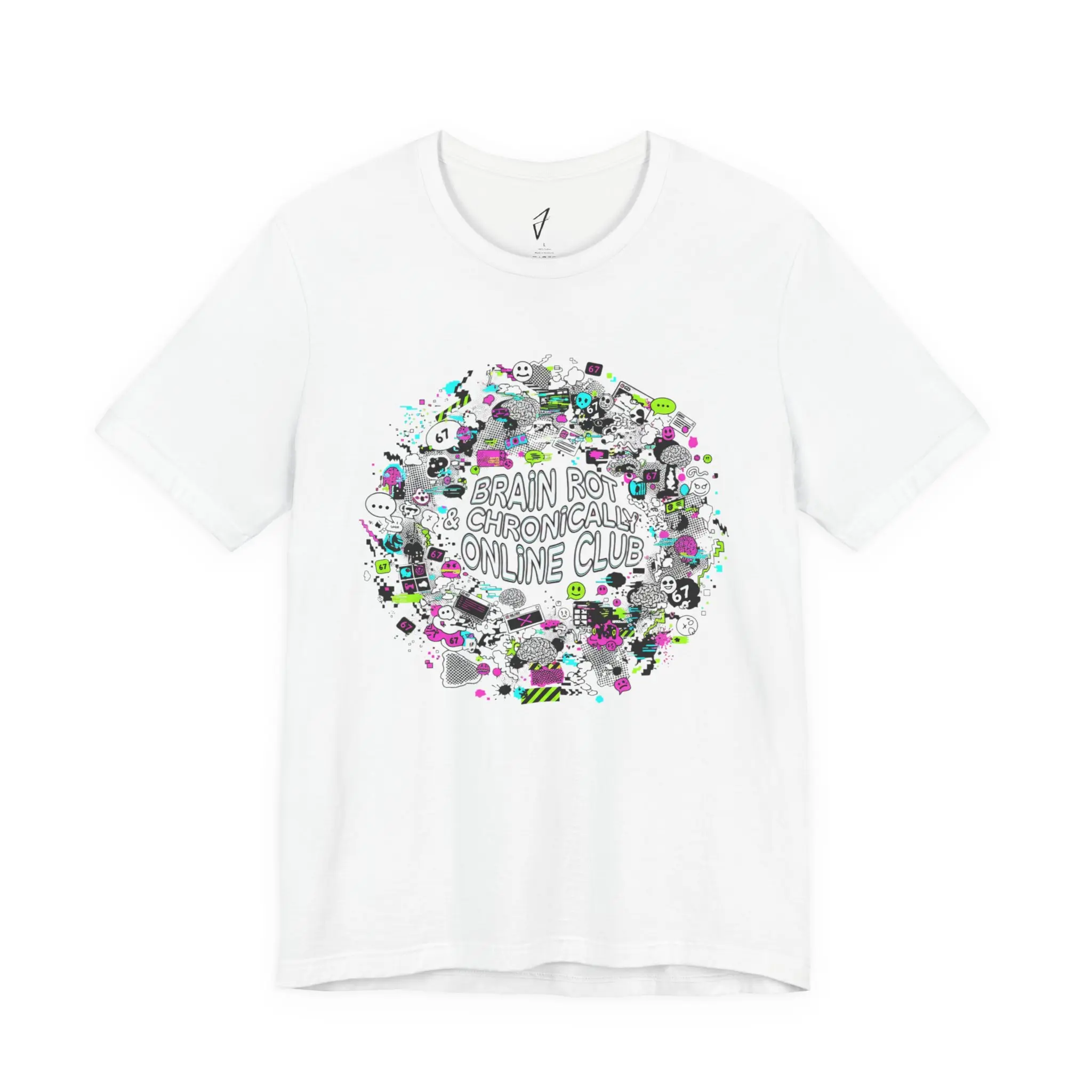 Brain Rot & Chronically Online Club Unisex Graphic T-Shirt | JertLP Official Merchandise | Comfortable Trendy Streetwear Casual Knit Menswear Top Canvas Medium Prints Ribbed Sleeve Tee