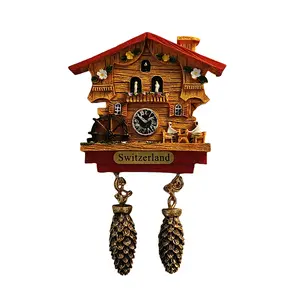Swiss Wooden Colorful 3D Cuckoo Clock Magnet Souvenir Decor Decorative