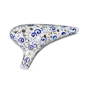 12 Hole Blue and White Porcelain Tenor Ocarina in C Major