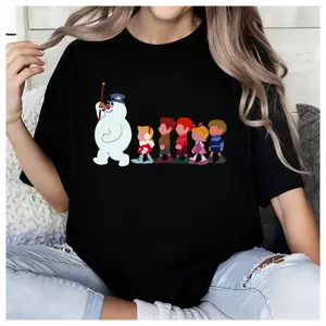 Delivered after Christmas-Unisex Frosty Snowman Vintage Christmas T-Shirt, 100% Cotton Trendy Funny Cute Snowman Holiday Tee, Festive Winter Casual Wear