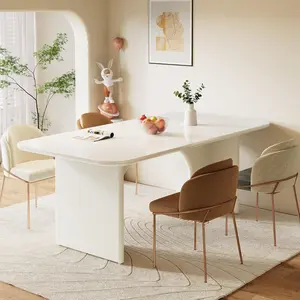 LITTLE TREE Modern White Dining Table for 4-6 People, 63" Large Rectangle Kitchen Table with Arch Design Legs, Dinner Table Kitchen & Dining Room Furniture