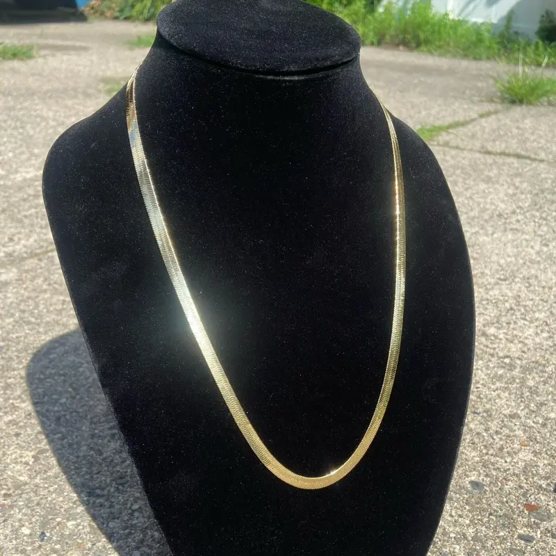 14k Gold Layered Herringbone Men’s Women’s Chain 24in 6mm
