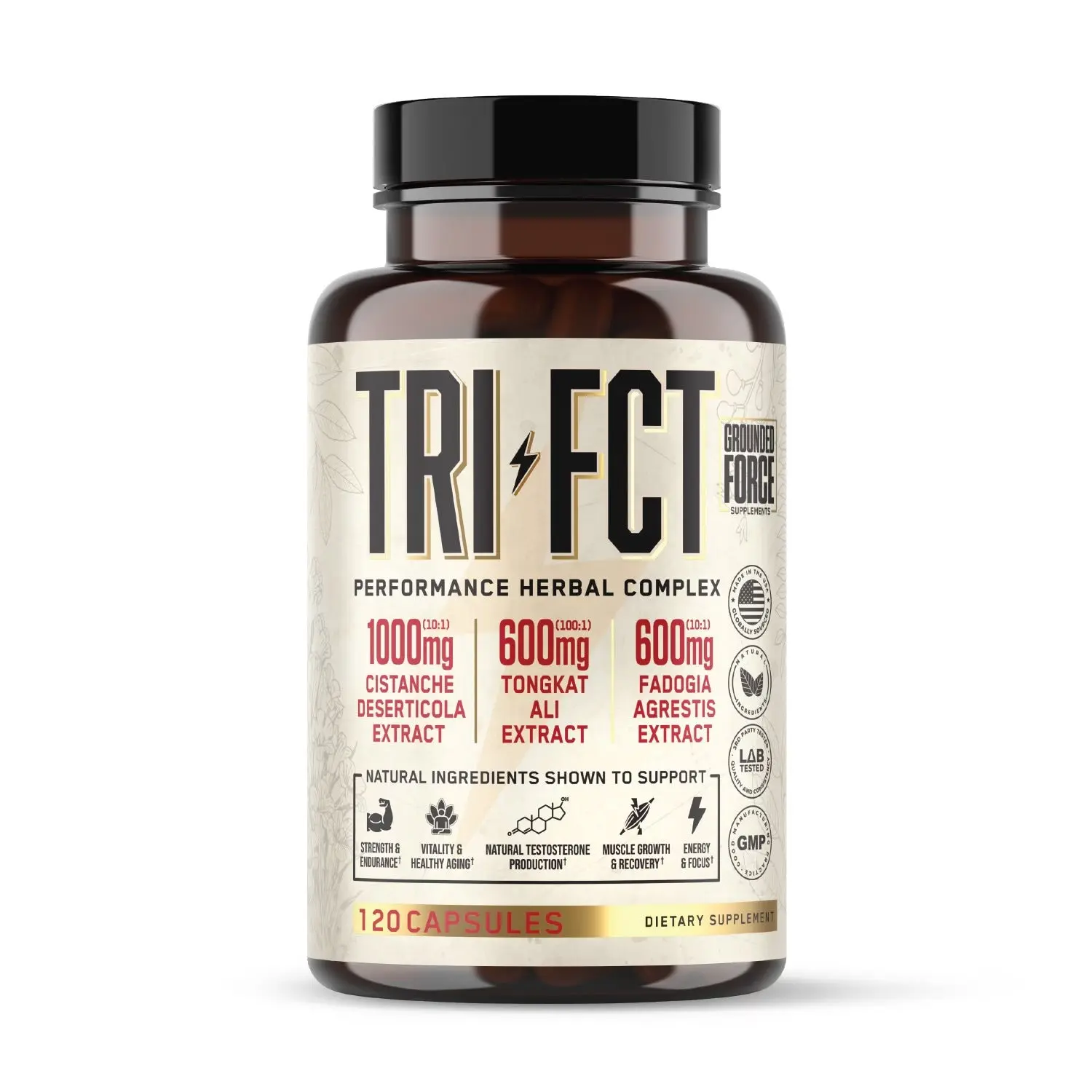 TRI-FCT Herbal Complex – Tongkat Ali, Fadogia Agrestis & Cistanche Deserticola (120 Capsules)
