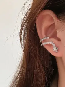 Silver Color Snake Shape Earrings, Daily Wear Versatile Jewelry, Classic Stylish Design, Easy to Match Multiple Styles