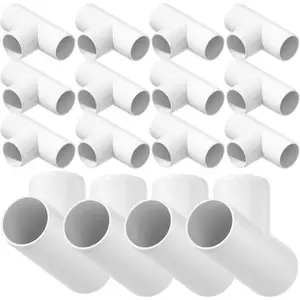 24 count 3 Way Tee PVC Fittings 1/2Inch, SCH40 Furniture Grade Elbow Fitting Adapter Heavy Duty PVC Pipe Connector for Water Supplies, DIY Garden Shelf & Greenhouse