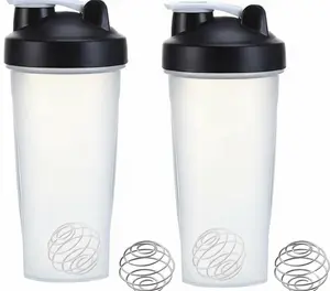 2-Pack 28 oz Protein Shaker Bottles with Stainless Steel Whisk Ball Leak-Proof BPA-Free Mixing Cup for Gym & Pre-Workout