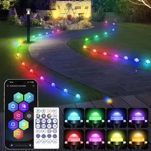 Ground Light RGB+IC Smart Path Light, Outdoor Waterproof IP67, Supports APP & Remote Control, Music Sync, 63 Color-Changing Modes, Timer Function, Voice Control via Alexa, Suitable for Lawn, Garden, Patio, Yard Decoration & Gift Giving