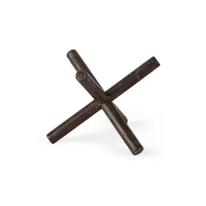 6 in. Small Rustic Brown Solid Metal X Decorative Sculpture with 360 Stand - Rustic Design Distressed Contemporary Home Decor Statue (Model 392485) | Solid Metal Decor