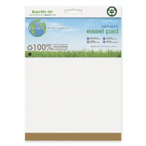 212 MAIN MasterVision Earth Self-Stick Easel Pad, 2-Pack, 35.5x25 in, White, 30 Sheets, Recycled, Easy Peel