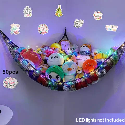 Perfect Plush Animal Storage Rack/hanging Organizer, Zoo Storage Organizer, Home Storage Organizer, Storage Supplies, Household Organiser, Bedroom Organizer + 50 Stickers (random), Ideal for Teen Girls, Multi-Functional, Easy Installation