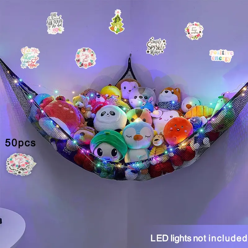 Perfect Plush Animal Storage Rack/hanging Organizer, Zoo Storage Organizer, Home Storage Organizer, Storage Supplies, Household Organiser, Bedroom Organizer + 50 Stickers (random), Ideal for Teen Girls, Multi-Functional, Easy Installation