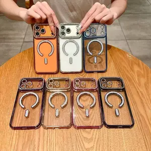 Phone case - Diamond glitter magnetic attachmentPhone Case for Iphone 11 12 13 14 15 16 17 Pro Max Plus Shockproof Hard Frosted Back Cover, Full Coverage Camera Lens Protection Phone Case