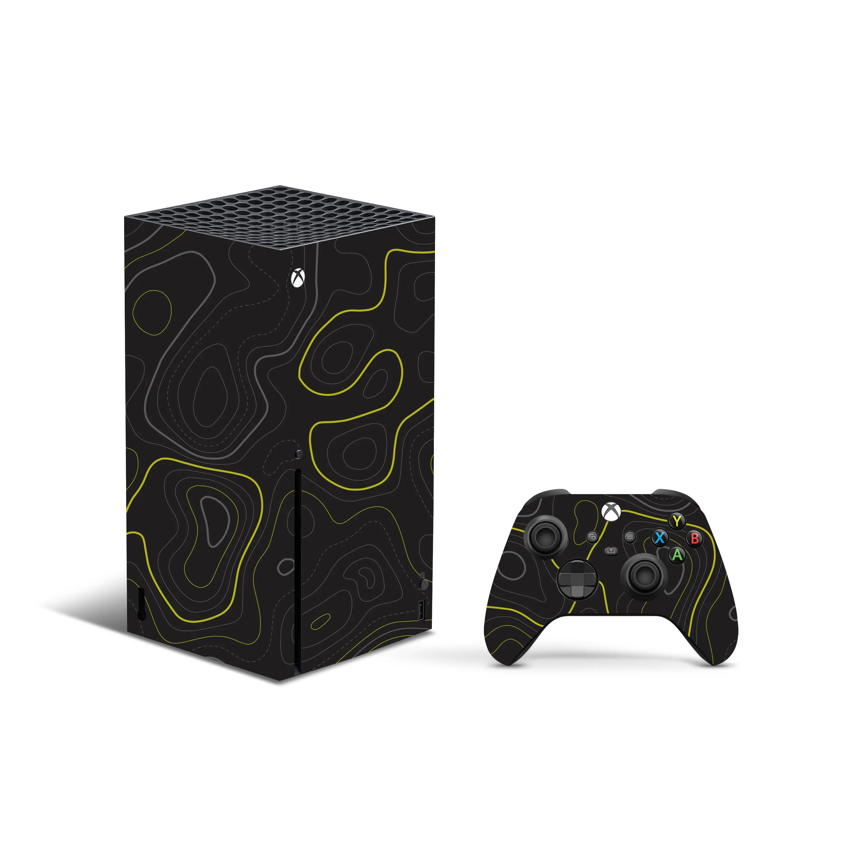 Compatible with Xbox Series X Console & Controller Skin – Black Topographic Map Vinyl Wrap