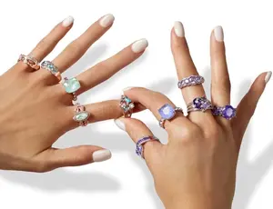 Jewelry 3 Piece Set - Various lab-created stones Cushion Cut Ring Pave Ring