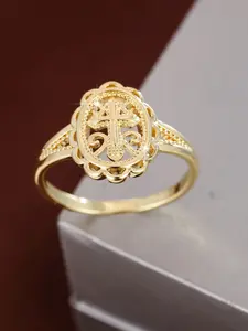 Women's Geometric Design Ring, Elegant Copper Material, All-Season Accessory, Simple Floral Pattern, Perfect Gift for Her, Statement Rings