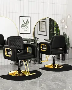 Baasha Black and Gold Salon Chair, Hair Chair with Upgraded Comfortable Cushion, 360°Swivel Styling Chair for Hair Stylist, Professional Stylist Chair for Salon, Weight Capacity Up to 440 lbs