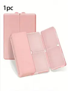 A pink 7-day travel pill box, 10cm portable weekly pill box, with 7 compartments, foldable pocket-sized storage container for vitamins and supplements, suitable for fish oil, capsules, and tablets, perfect gift