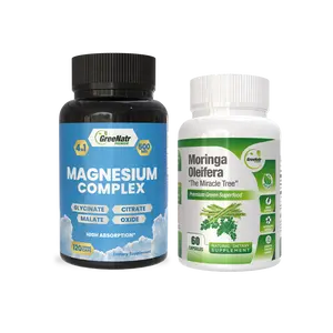 GreeNatr NUTRIENT RICH BUNDLE - Magnesium Supplement & Moringa Oleifera - Supports Relaxation & Muscle Function - Improved Energy & Stamina (120 & 60 Caps)