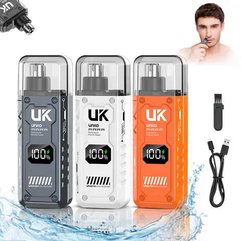 Men's Cordless USB Rechargeable Nose & Ear Hair Trimmer - High Quality Stainless Steel Dual Blade, Painless Lightweight ABS Groomer, LED Display, Waterproof Portable, Easy Cleaning Precision Care, Cells-Powered Cordless Trimmer