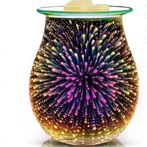 EQUSUPRO Electric Wax Melt Warmer 3D Glass Wax Burner Melter Fragrance Warmer for Home Office Bedroom Living Room Gifts & Décor, Multi-color