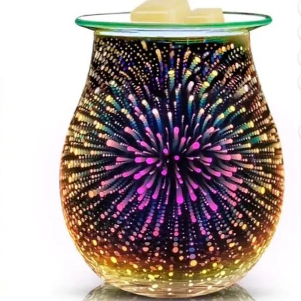 EQUSUPRO Electric Wax Melt Warmer 3D Glass Wax Burner Melter Fragrance Warmer for Home Office Bedroom Living Room Gifts & Décor, Multi-color