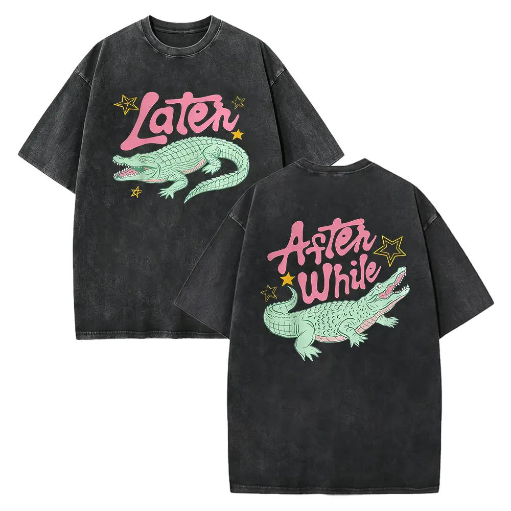 Retro Alligator Graphic Tee, "Later / After While" Southern Vibe Shirt,Cute Crocodile Top